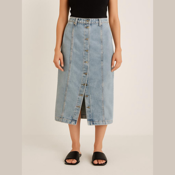 SHEIN Dresses & Skirts - Shein Denim Midi Skirt - Women's M - Button Front